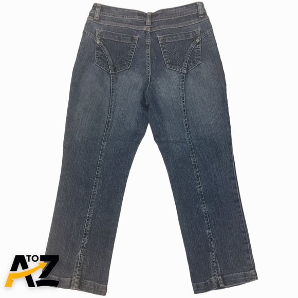 Kikit Womens Pants Size 4 Petite Blue Straight Leg Jeans Pockets - Picture 2 of 11